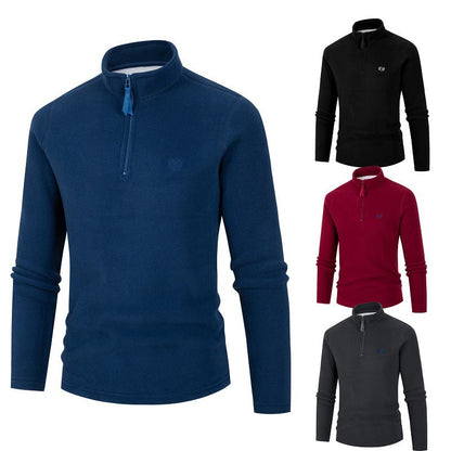 Herren Fleece Pullover Stehkragen Reißverschluss Sportlich Warm - BerlinGlamour