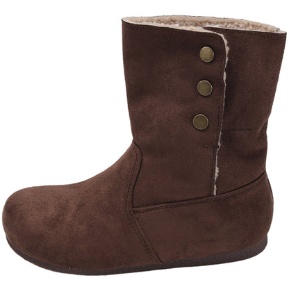 Damen Winterboots Warm Kuschelig Elegante Knöpfe