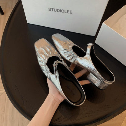 Damen Slingback Ballerinas Rüschen Elegant Schuhe
