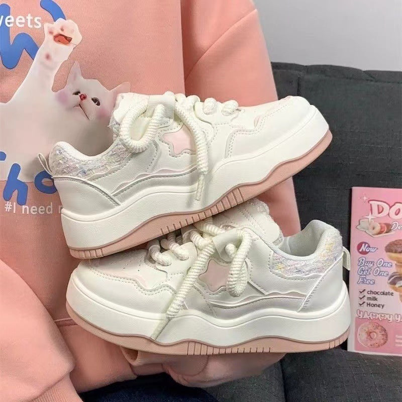 Damen Sneaker Sportlich Laufschuhe Weiß Mode