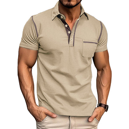 Herren Henley Hemd Kurzarm Modern mit Brusttasche