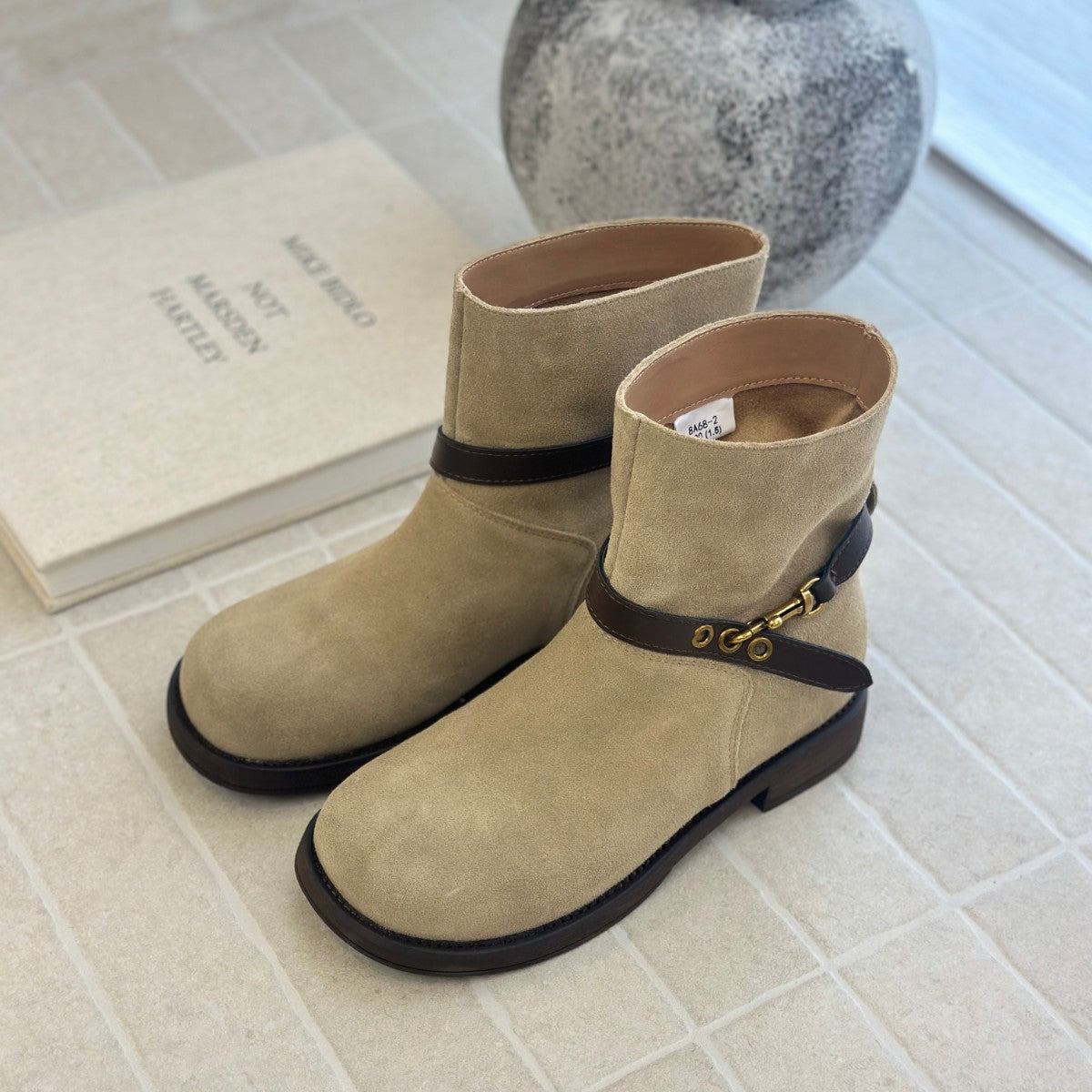 Damen Chelsea Boots Lederoberfläche Modisch Schnalle Hochwertig