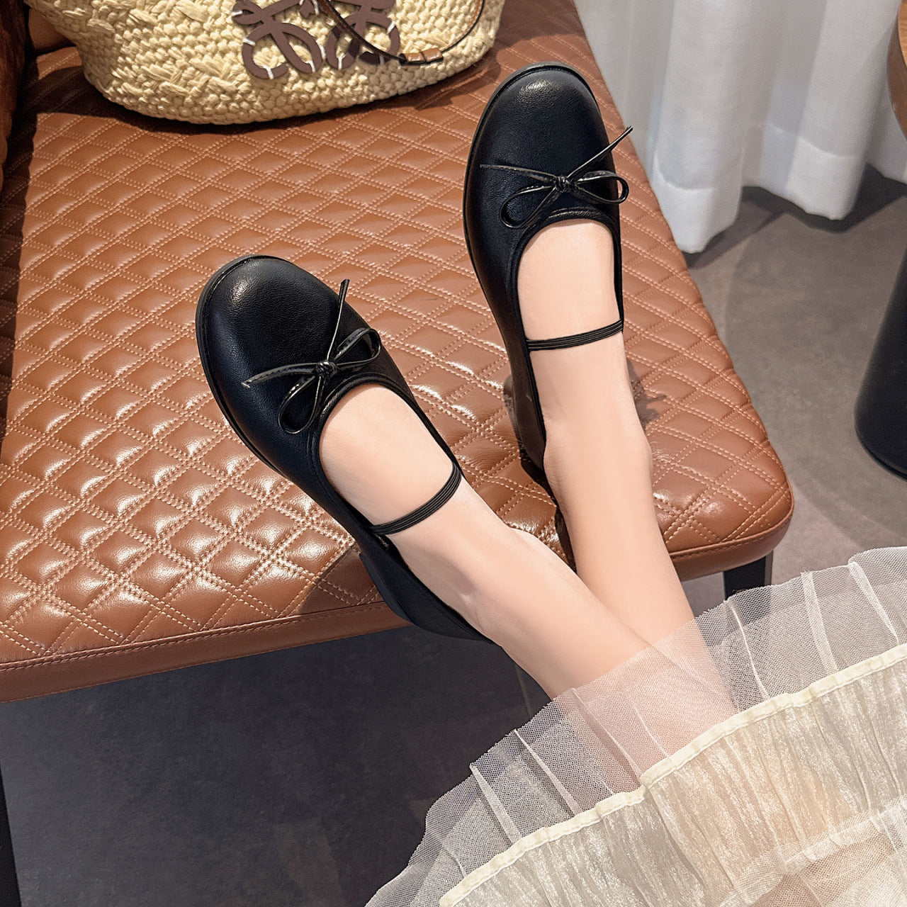 Ballerina Schuhe Damen Bequem mit Schleife