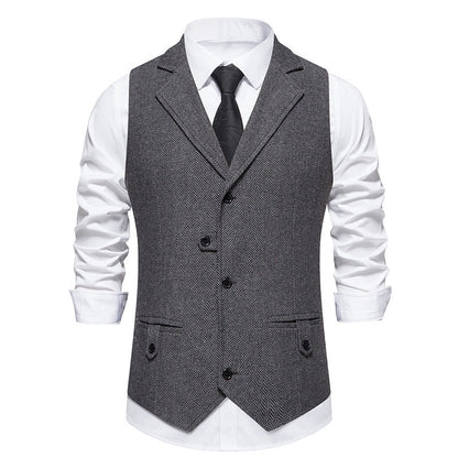 Herren Anzugweste Klassisch Hahnentrittmuster Elegant Schwarz