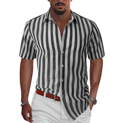 Herren Hemd Kurzarm Streifen Modern