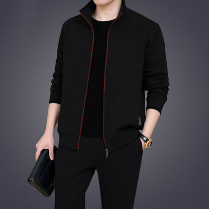Herren Sportsweatjacke Slim Fit Stehkragen Modern