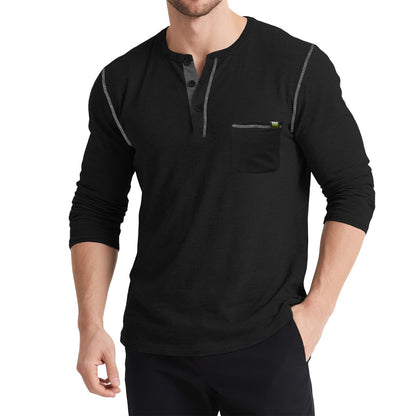 Herren T-Shirt Langarm Knopfleiste Berlin Style