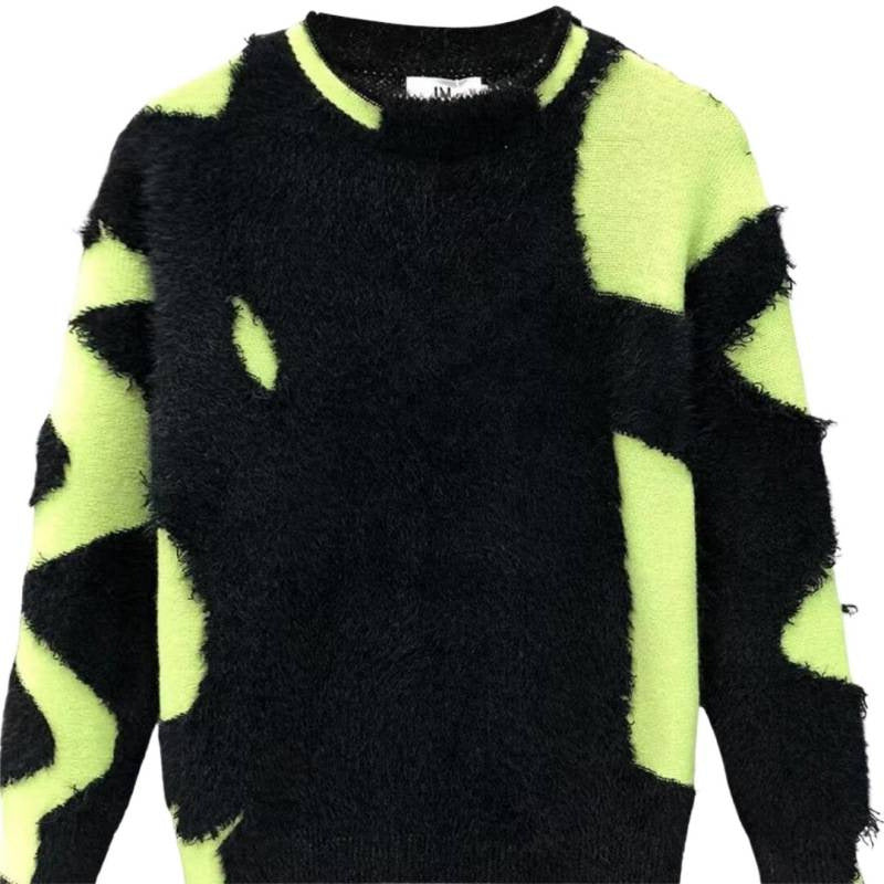 Damen Oversized Pullover Modern Kontrast Design Groß