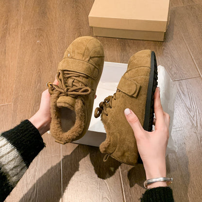 Damen Sneaker Fleece Bequem Flauschig Innenfutter