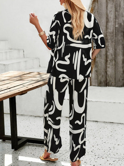 Bequemes Damen Set Zweiteilig Mit Langärmligem Top