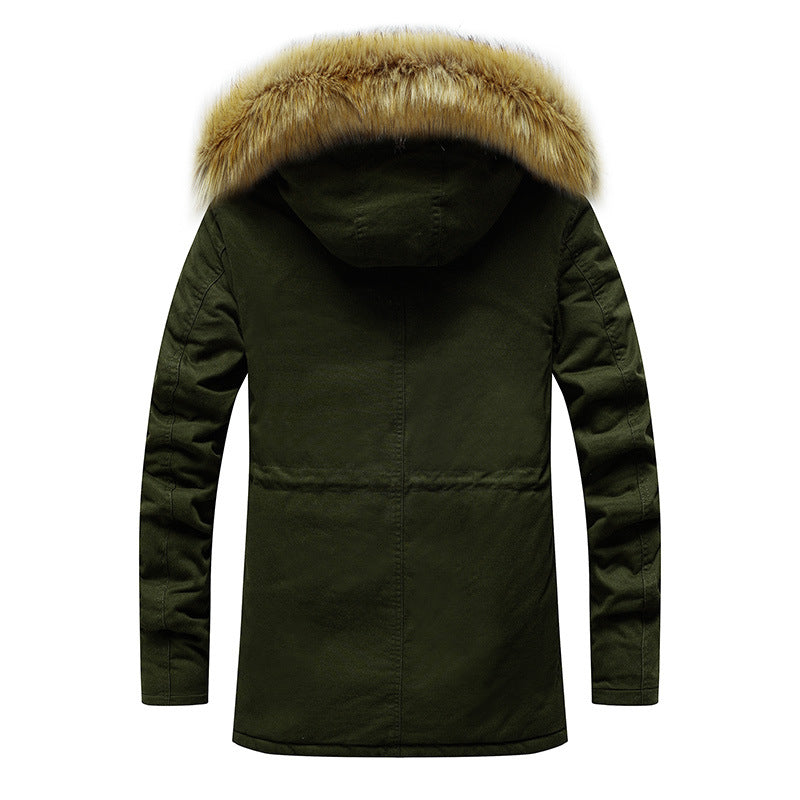 Herren Winterjacke Warm mit Abnehmbarem Kunstfellkragen