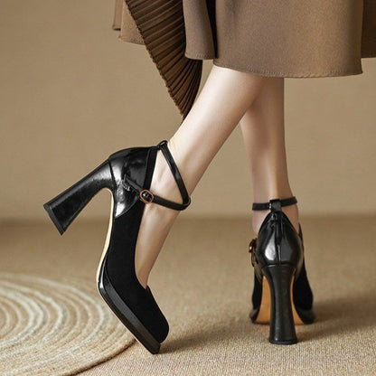 Damen Pumps Hochzeitsschuhe Luxus Blockabsatz Elegант