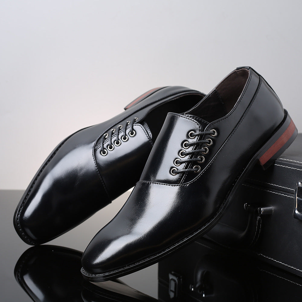 Damen Schnürschuhe Hochglanz Leder Elegante Schuhe Schwarz