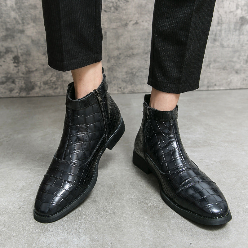 Damen Stiefeletten Schnürstiefeletten Elegante Krokodil Optik Schwarz