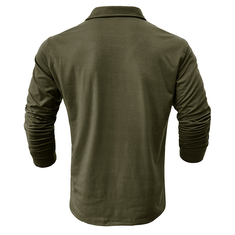 Herren Polo Langarmshirt Stehkragen Modern