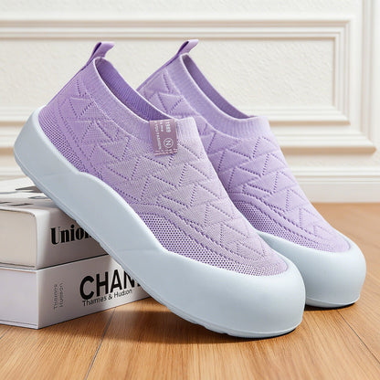 Damen Sneaker Bequem Slip-On mit Flexibles Strickdesign