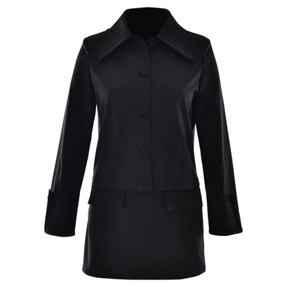 Modische Damen Kurzjacke Übergroßer Kragen Metallic Knöpfe