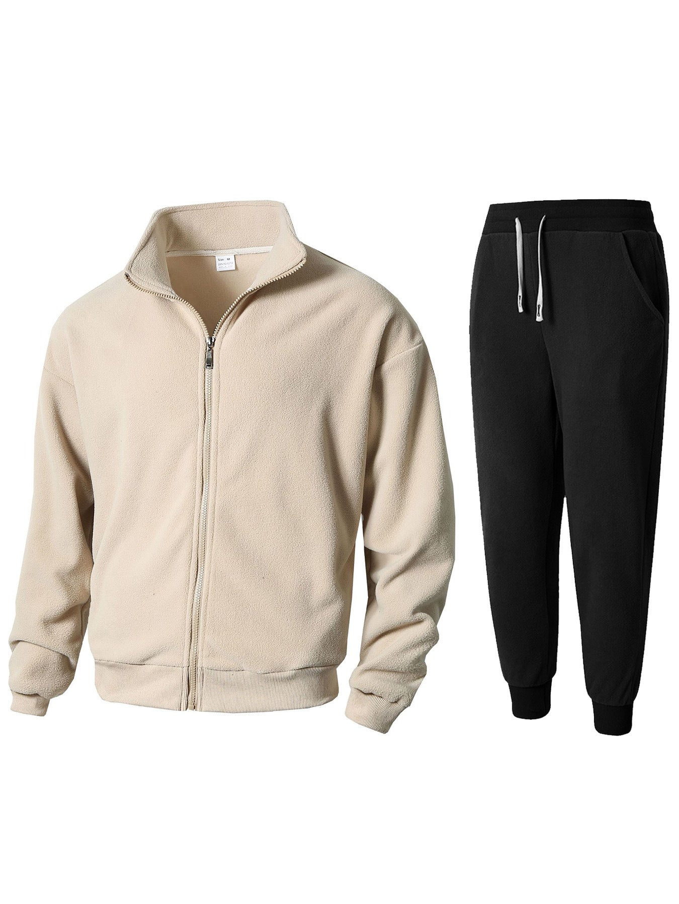 Herren Fleecejacke Jogginghose Set Sportlich Bequem