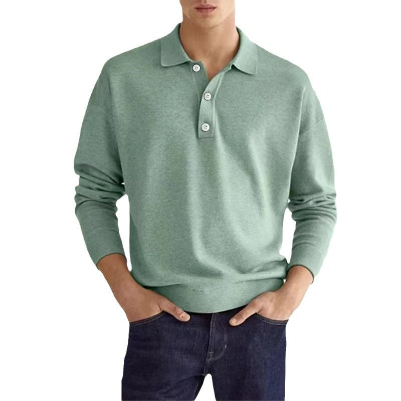 Herren Polohemd Langarm Modern Baumwolle Relaxed Fit