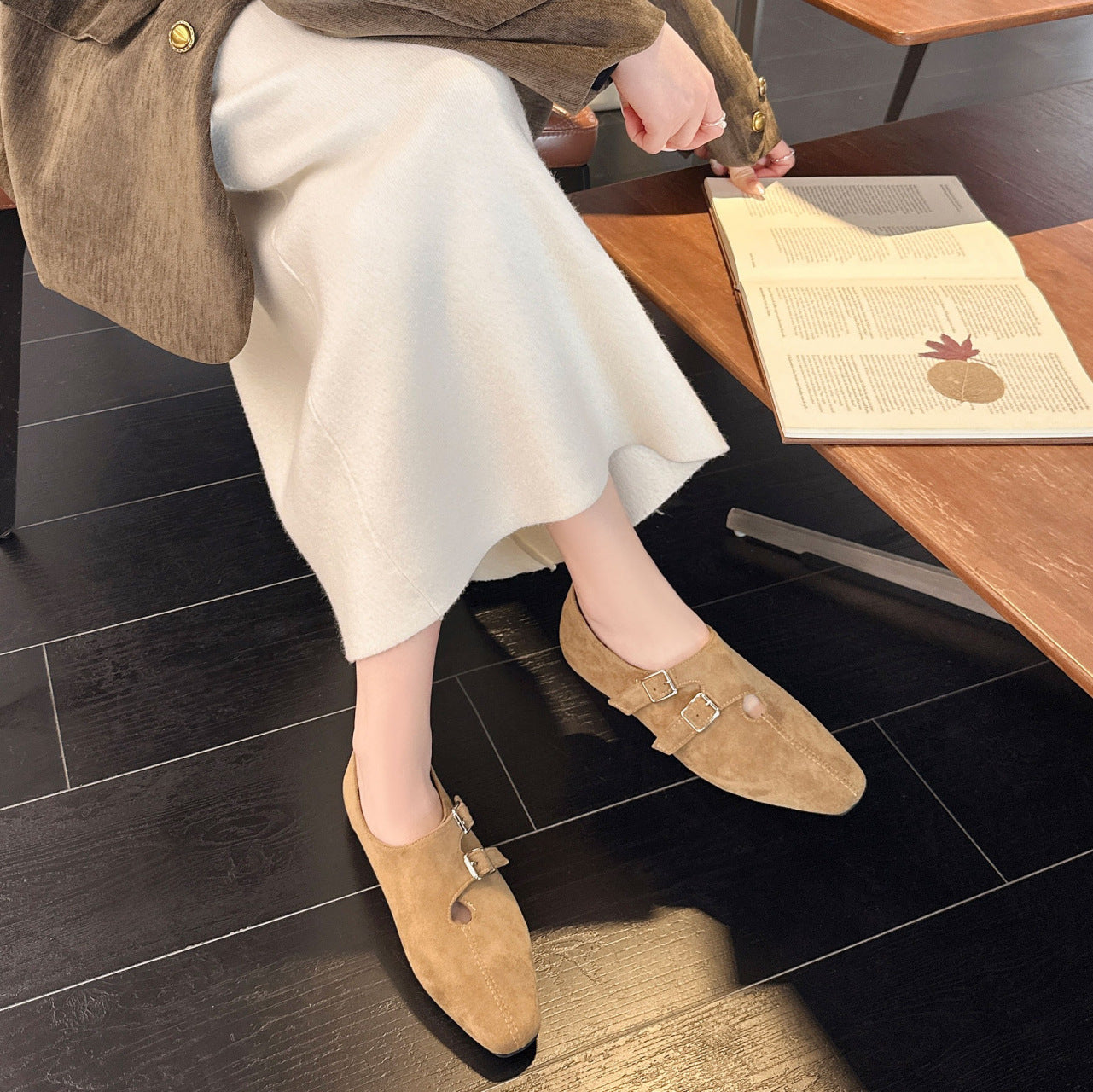 Damen Mokassins Elegante Schnallen Schuhe Heidi Stil