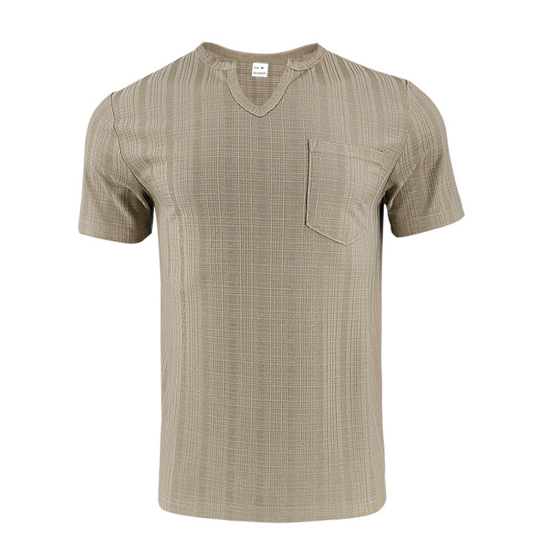 Herren Kurzarmshirt Strukturiert mit Brusttasche Modern