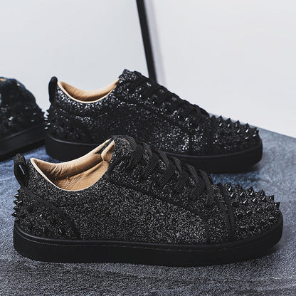 Damen Sneaker Sportlich Nieten-Design Trendschuhe