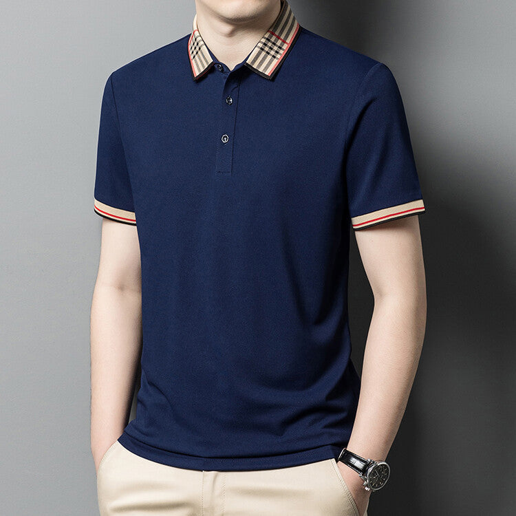 Herren Polo-Shirt Karo-Kragen Elegant Slimfit