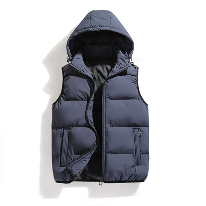 Herren Daunenweste Steppjacke mit Kapuze und Taschen