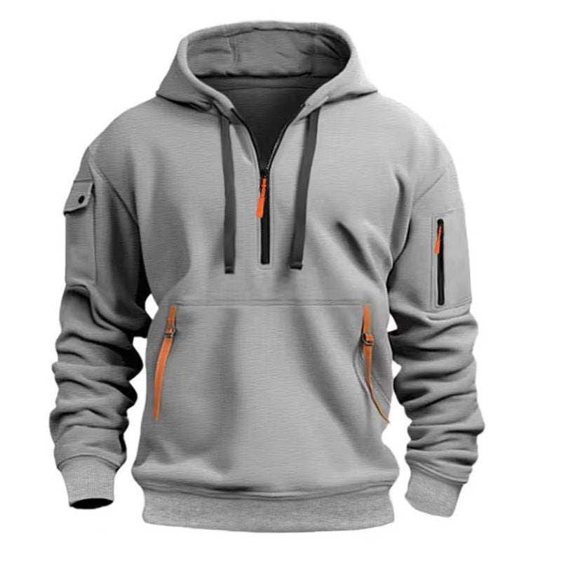 Herren Funktionspullover Reißverschluss Taschen Sportlich Modern