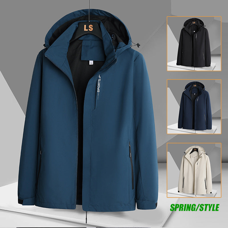 Herren Outdoorjacke Wasserdicht Verstellbare Kapuze Sportlich - BerlinGlamour