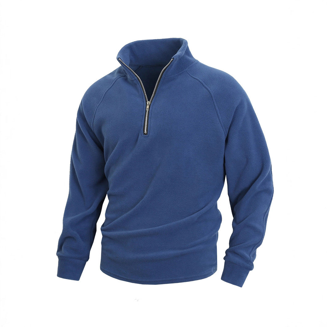 Herren Fleece-Pullover Reißverschluss Kragen Hoch Modern