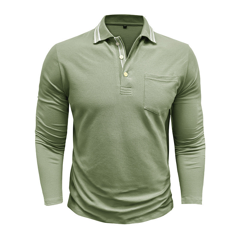 Herren Poloshirt Langarm Elegant Modern mit Details