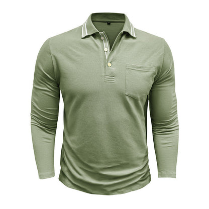 Herren Poloshirt Langarm Elegant Modern mit Details