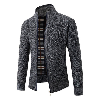 Herren Strickjacke Elegante Mit Kragen Schwarz