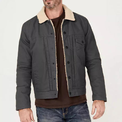 Herren Lederjacke Fleece Gefüttert Bikerstil Schwarz