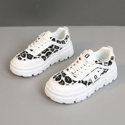 Damen Sneaker Sportlich Leopardenmuster Chunky Sohle