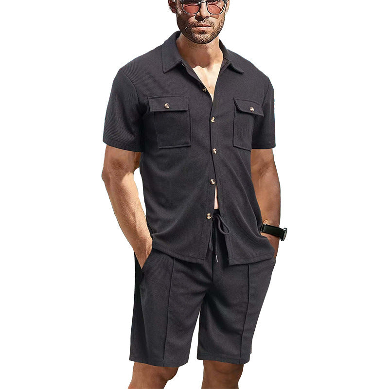 Herren Kurzarmhemd Style Sommer Shorts Set