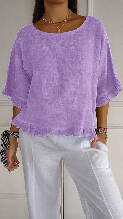 Damen Oberteil Lässig mit Rüschen Modern Trendy