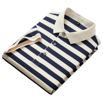 Herren Poloshirt Streifenmuster Modern mit Knöpfen