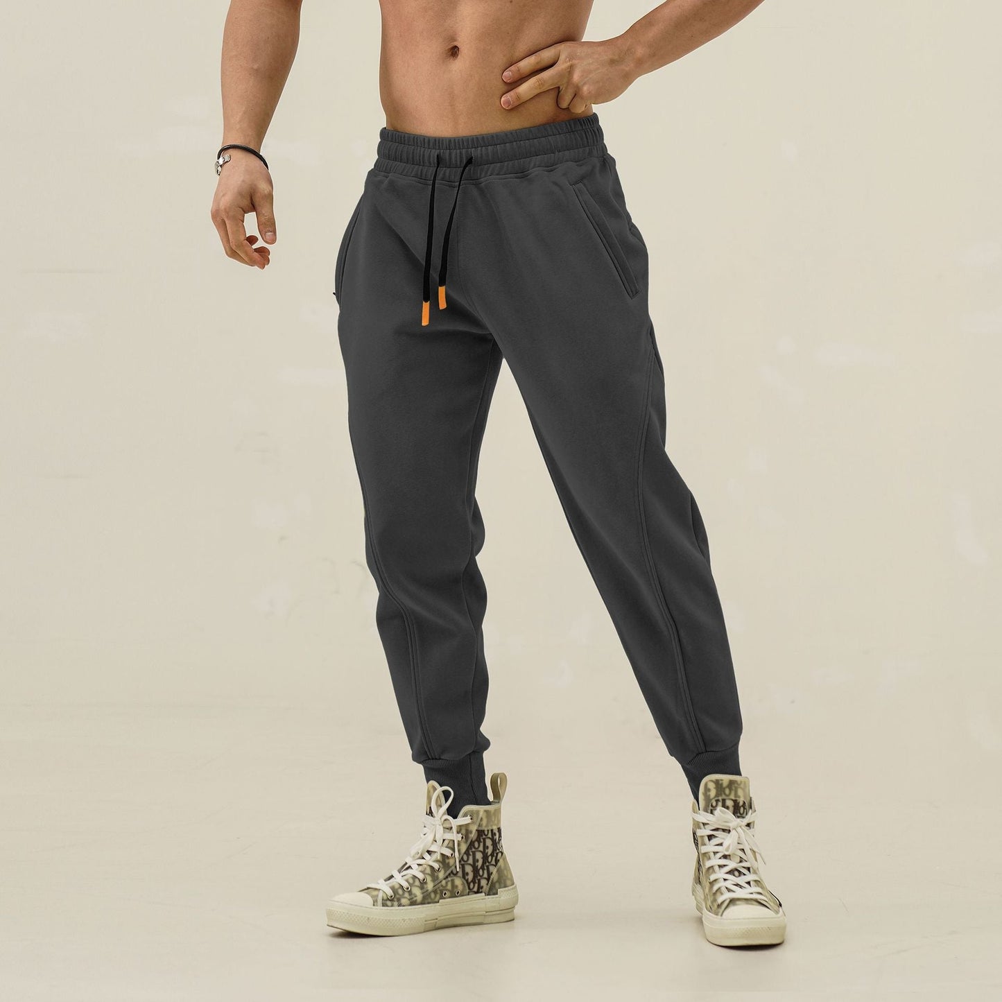 Herren Sportpants Elastisch Mit Reißverschlusstaschen