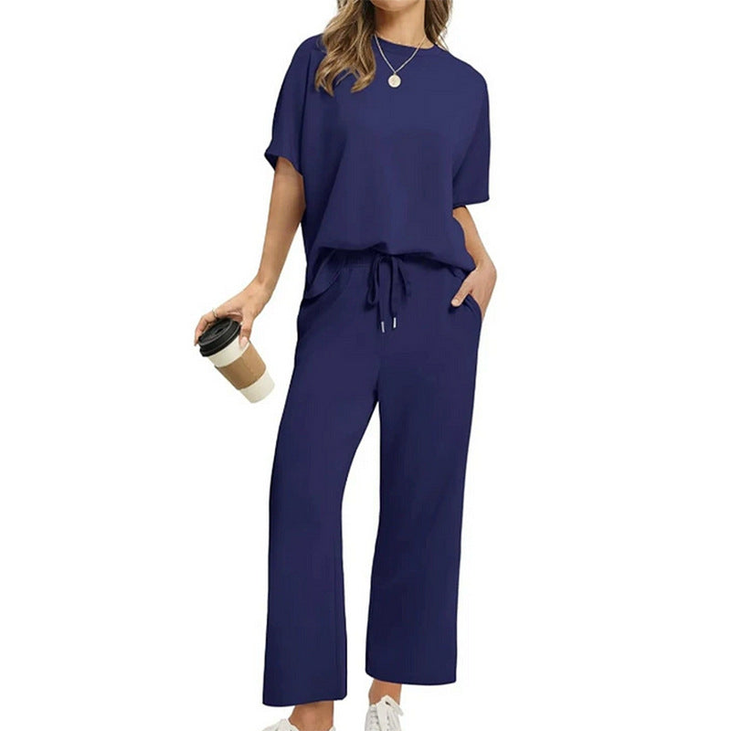 Damen Freizeitanzug Set Bequem Locker Schnitt Mit Taschen