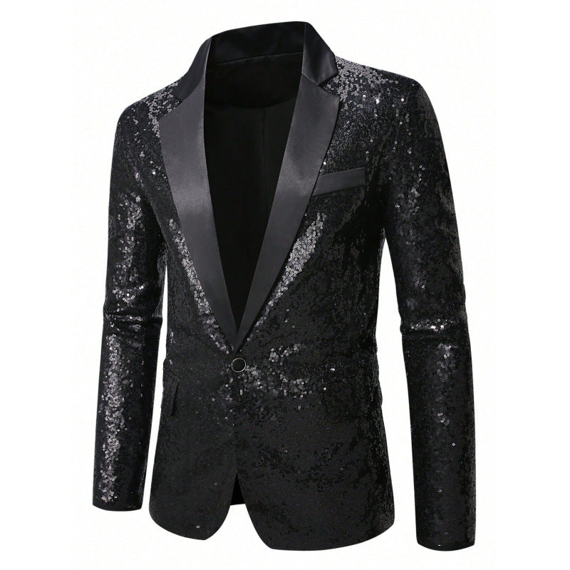 Herren Anzug Blazer Pailletten Glamour Schwarz - BerlinGlamour