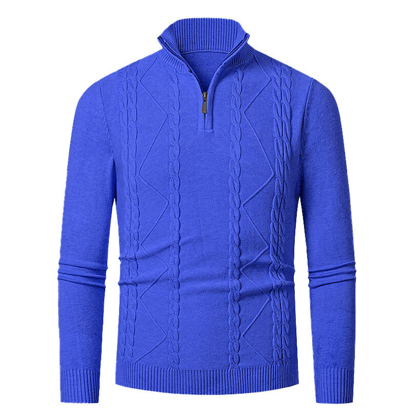 Herren Strickpullover Stehkragen Zopfmuster Modern - BerlinGlamour