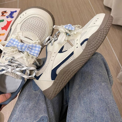 Damen Sneaker Floralmuster Schnürschuhe Frauen