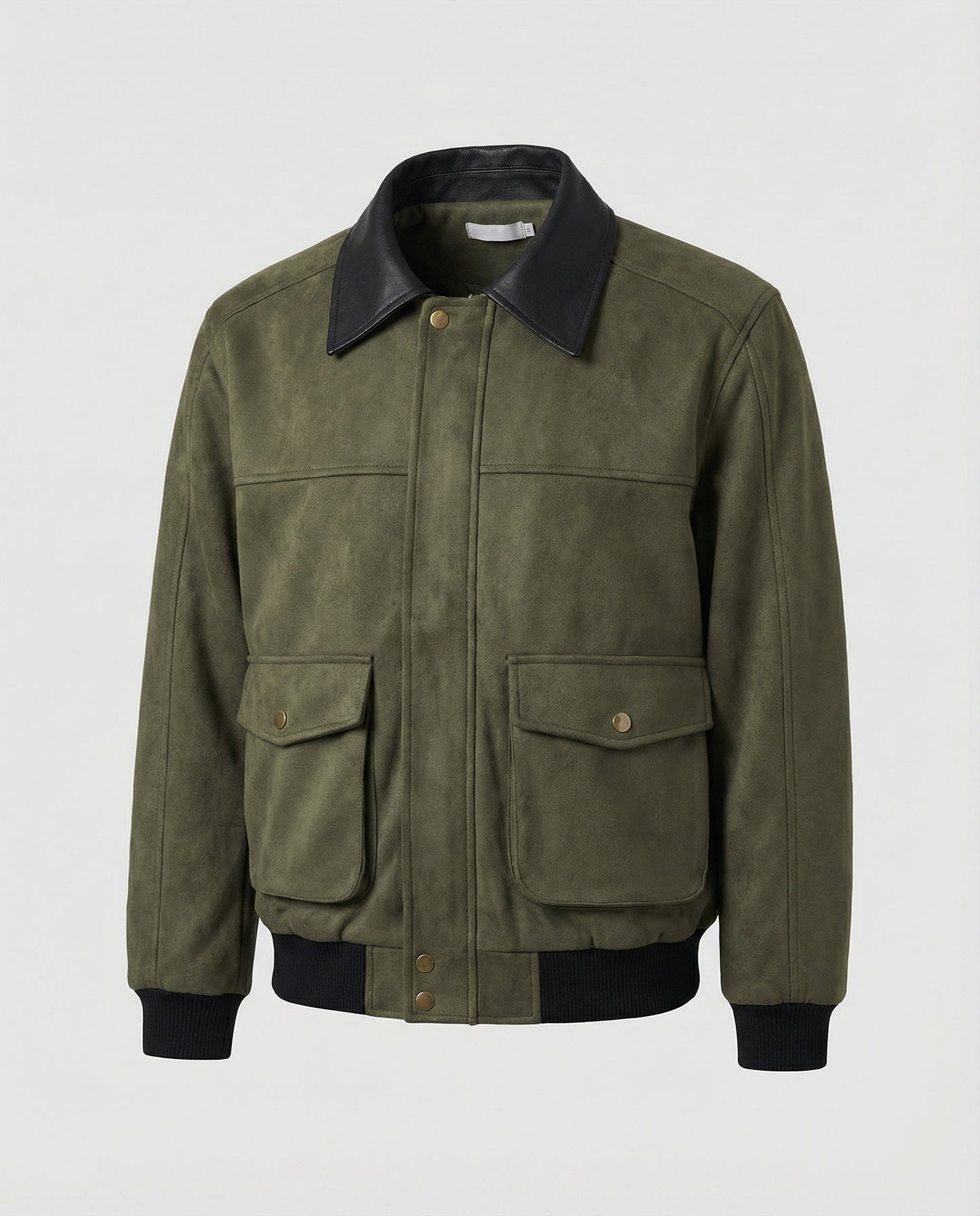 Herren Lederjacke Kastig Moderne mit Kunstlederkragen