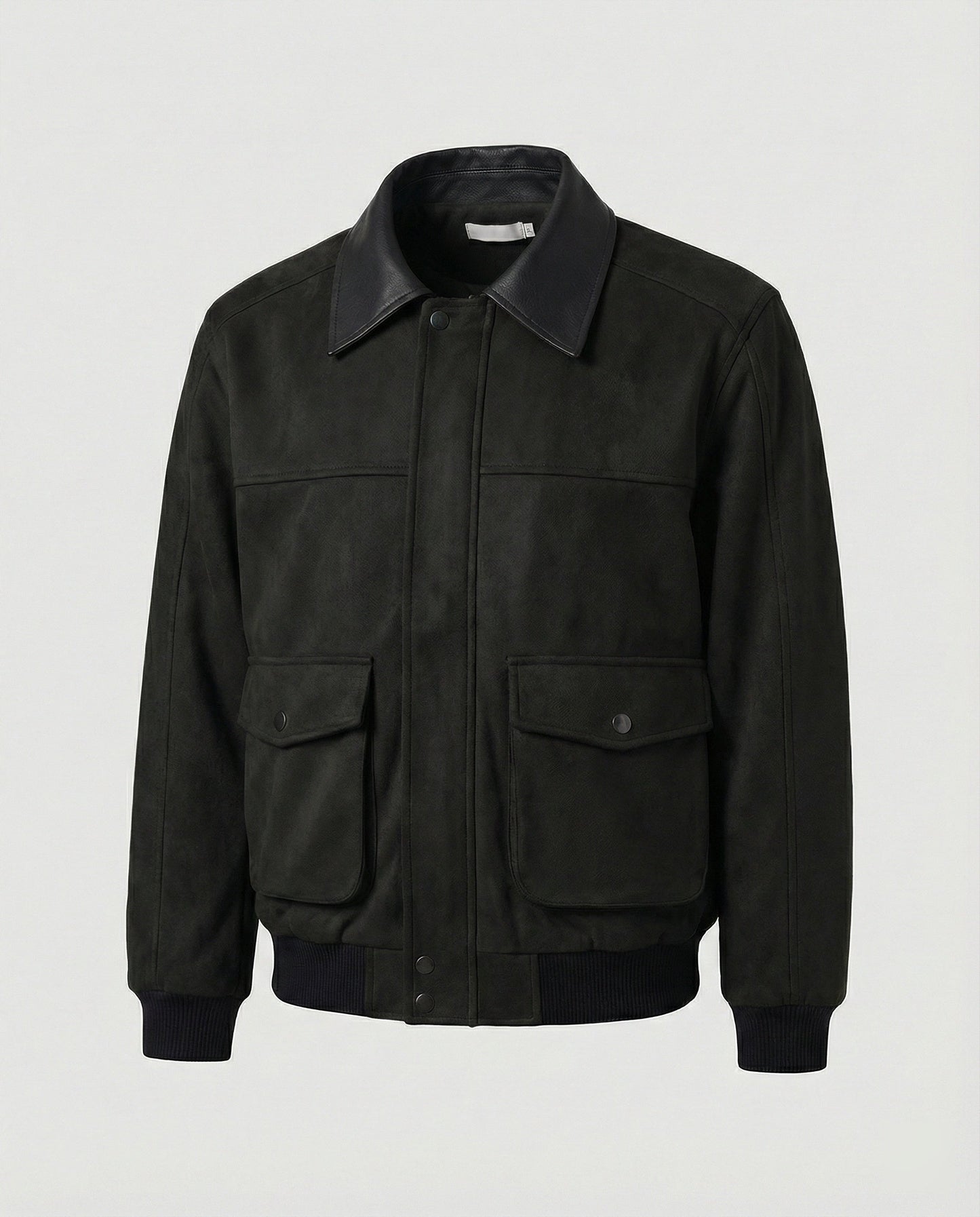 Herren Lederjacke Kastig Moderne mit Kunstlederkragen