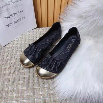 Damen Ballerinas Glänzend Falten-Design Modisch