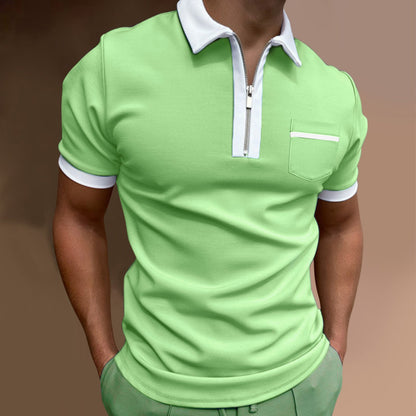 Herren Poloshirt Stilvoll Zip Vorderseite Modern