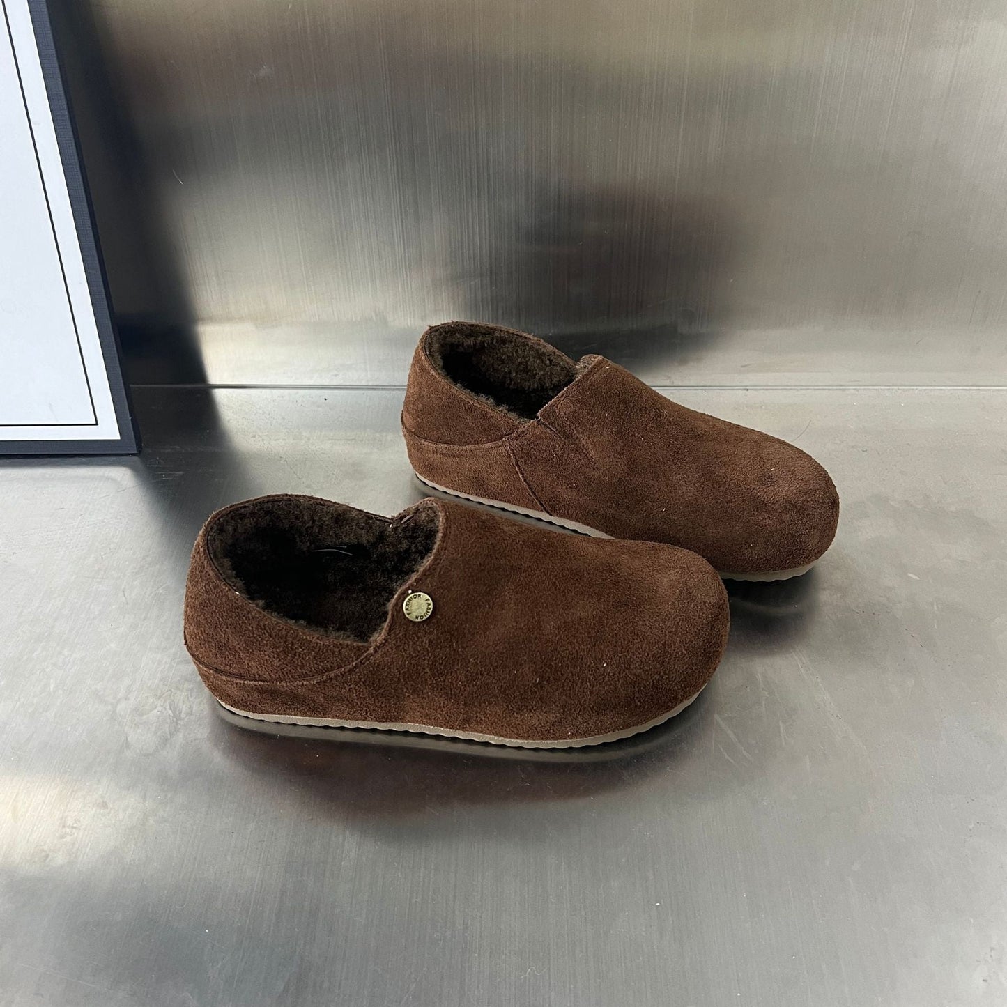 Damen Clogs Wildleder Bequem Kuschelig