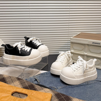 Damen Sneaker Plattformschuhe Hoch mit Gummi Sohle Mode